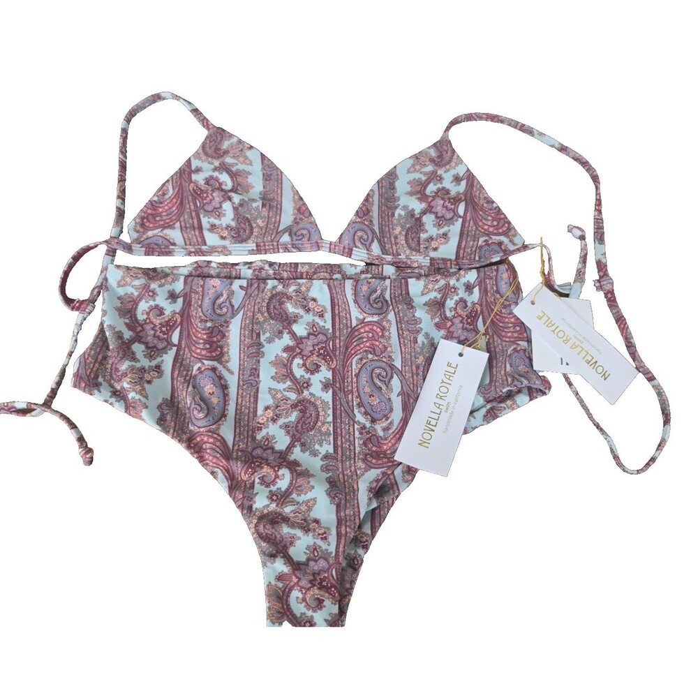 NWT Novella Royale Eva Bikini Set XS S Paisley Boho Retro Swim Handmade USA